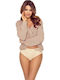 Cotton High Waist Women's Seamless Brief With Beige Lace