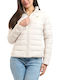 Short Women's Puffer Jacket Waterproof for Winter Ecru