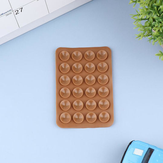 Oem Suction Cup Selfie Silicone Sticky Stand Rectangle Shape Brown