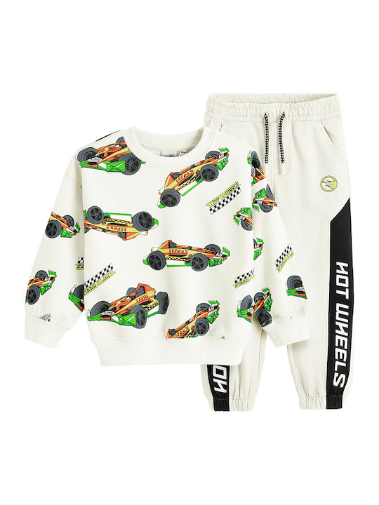 Kids Sweatpants Set Beige 2 Pieces Hot Wheels