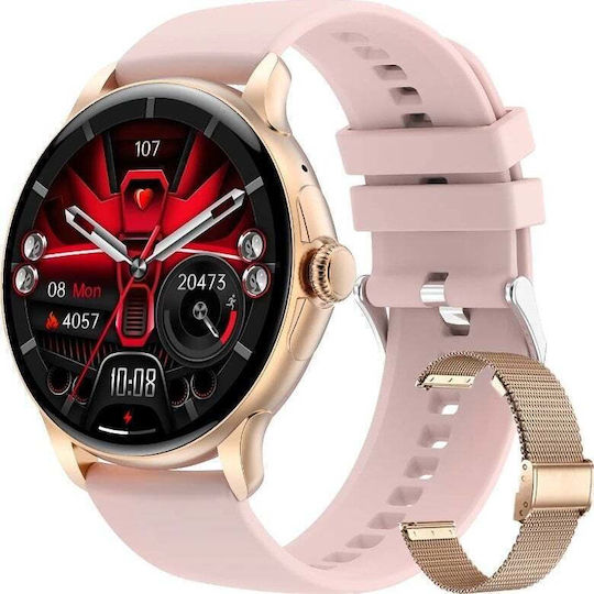 Έξυπνο Ρολόι Rubicon Smartwatch Rubicon Rncf35 Ροζ Κλήσεις Ειδοποιήσεις Bt Call