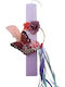 Handmade Easter Pink Candle Decorated Butterfly Flowers