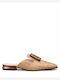 Mules With Heel In Beige Colour