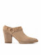 Leather Mules With High Heel In Beige Colour