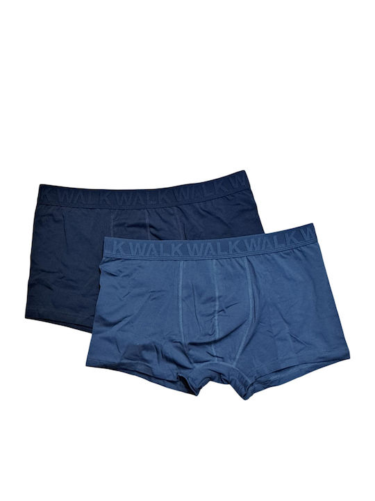 Walk Ανδρικά Μποξεράκια Μπλε Σκ./ραφ 2Pack