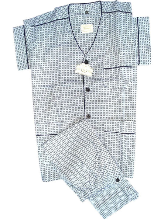 Lanotte Summer Men's Cotton Pyjama Light Blue