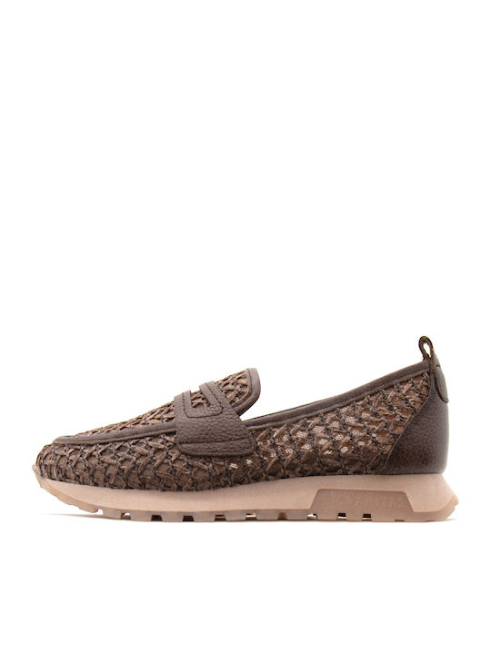 Hispanitas Δερμάτινα Γυναικεία Loafers σε Καφέ Χρώμα