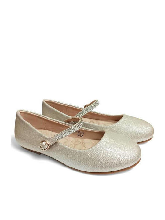Touiti Kids Leather Gold Ballerinas