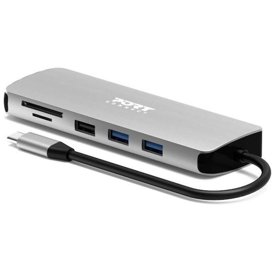 Port Designs USB-C Докинг Станция Сив