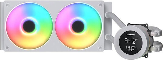Cougar Poseidon Vistek Water Cooling System AIO CPU with 2 120mm Fans and ARGB Lighting White