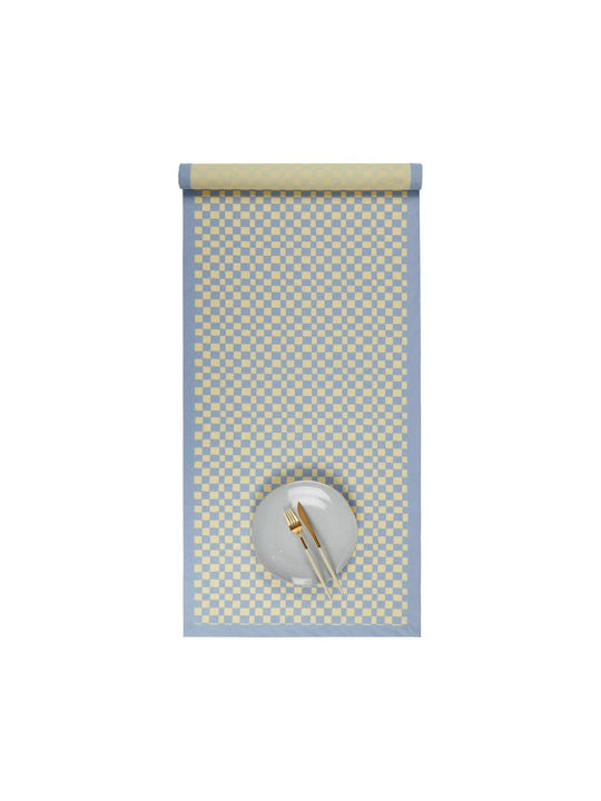 Butlers Checker Style Baumwoll Läufer Hellblau 50x160cm