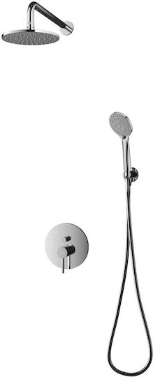 Omnires Set Mixer Telefon și Cap De Duș Încorporat Pentru Duș Argintiu