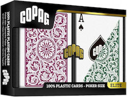 Copag Elite Poker Size Regular Index Double Plastic Playing Card Deck Green & Burgundy