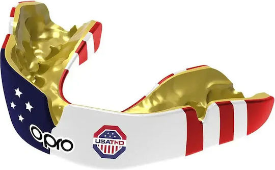 Μασέλα Opro Instant Custom Licensed Usa Taekwondo Mouthguard White Red Blue
