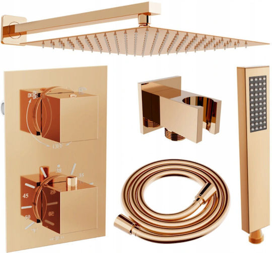 Mexen Built-in Mixer Phone & Shower Head Set for Shower Gold