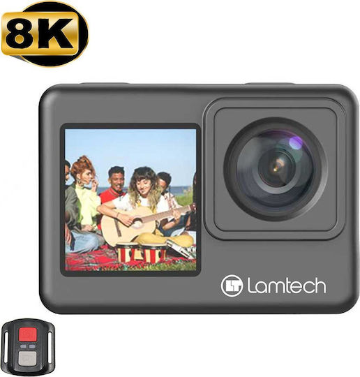 Lamtech Eis Dual Screen 128GB Action Camera 8K with 1.3" Touch Screen and Wi-Fi Black