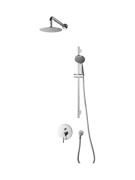 Omnires Built-in Mixer Phone & Shower Head Set for Shower Silver