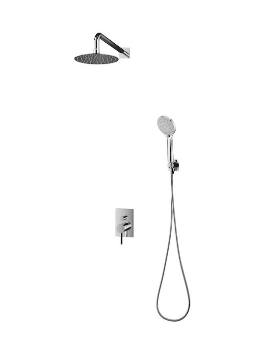 Omnires Eingebaute Mischbatterie, Telefon & Duschkopf-Set für Dusche Silber