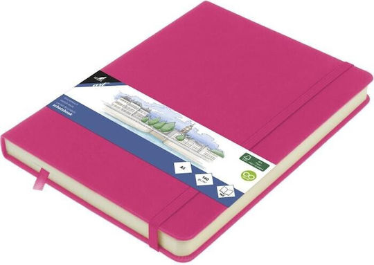 Skizzenbuch A5 Hot Pink 140gr 160Seiten Gummiband Hartes Cover