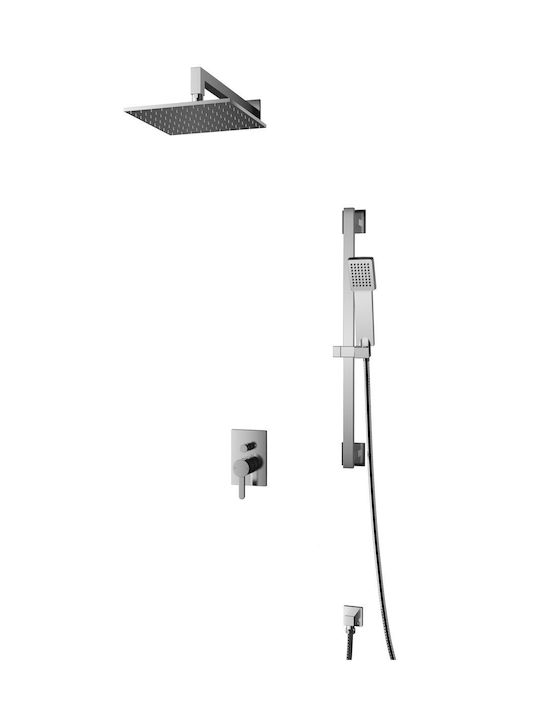 Omnires Eingebaute Mischbatterie, Telefon & Duschkopf-Set für Dusche Silber