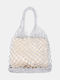 Gestrickte Damen Schultertasche Silber