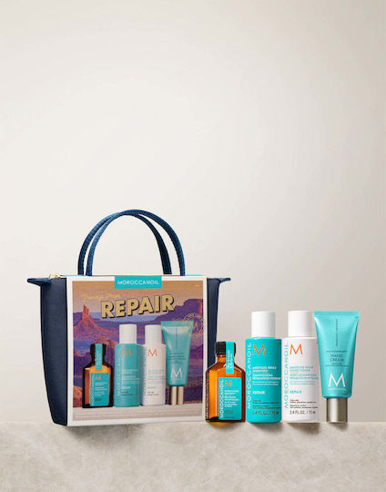 Moroccanoil Greetings From Repair Hair Care Set for Damaged Hair with Shampoo Conditioner and Oil 5 Pieces