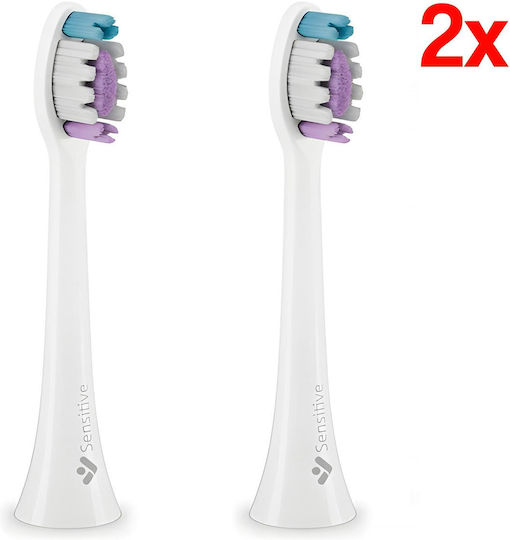 Truelife Sonicbrush Clean Sensitive Toothbrush Head White 2 Pcs Gently Massages Gums