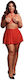 Lingerie Set 4 Pieces Peek-a-boo Mesh Queen Size XL-4XL Red Le Desir