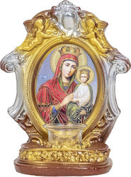 Plaster Candle Virgin Mary Child Two Angels 13x12x24cm Ext 9918_1