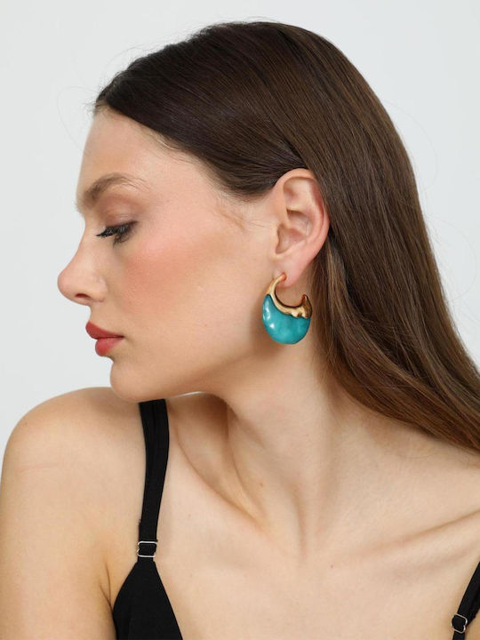 Doca Gold Plated Earrings with Turquoise Stones