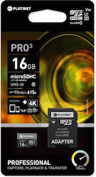Platinet microSDHC 16GB U3 V30 UHS-III 90MB/s with Adapter