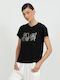 Damen Crop T-Shirt Schwarz