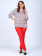Damen Bluse Satin mit 3/4 Ärmel Rote