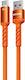 WK LED Braided USB 2.0 Cable USB-C Male - USB-C 88W PD Orange 1.2m 250962