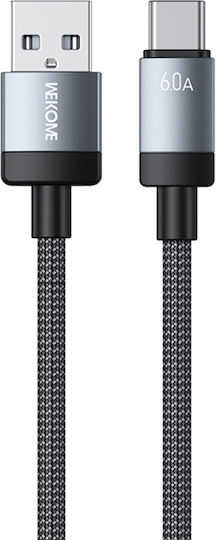 WK Cablu USB 2.0 Împletit USB-C Mascul - USB-A Negru 1m 250972