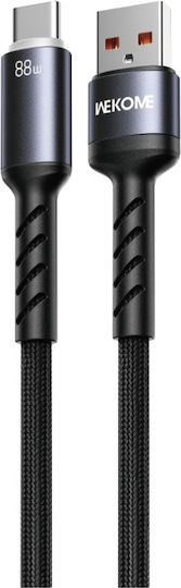 WK Cablu USB 2.0 LED Braided USB-C Masculin - USB-A 88W PD Negru 1.2m 250961