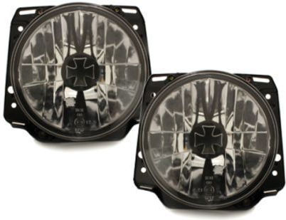 Front Lights VW Golf II 1983-1993 Cross Chrome H1 Bulbs Set 2 Pieces