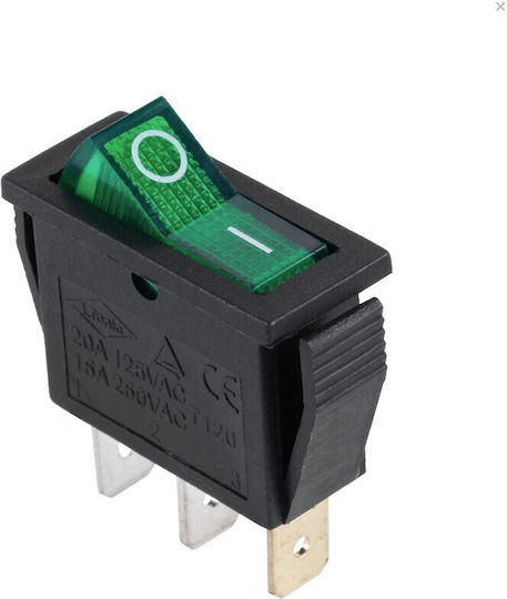 Rocker Switch Medium 3p Indicator On-off 16a/250v Green