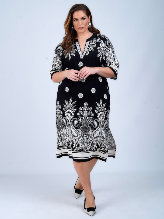 Dina Mit Spitze Damenkleid Ganztägig Schwarze
