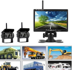 Dual Wireless Truck Bus Reverse Camera 7″ Screen & Night Vision Remote Control My-70509-1
