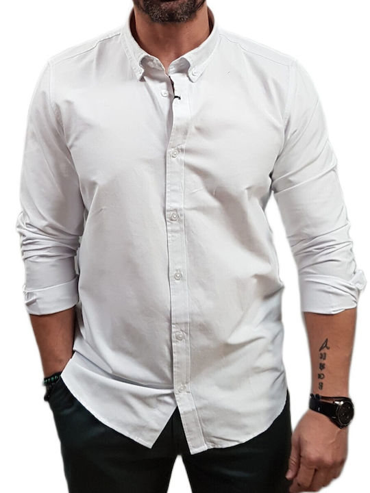 Long Sleeve Shirt in Narrow Fit White