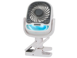 Ventilator Umidificator 2 În 1 Zola Birou Wireless Rotire 360° 3 Viteze Funcție Iluminare Cu Clema Suport Birou 25 X 12.5 X 12.5 Cm Alb