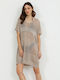 Doca Damen Kaftan Badesachen Beige-Gold