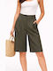 Damen-Bermuda Leinen Khaki