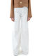 Women C.manolo High Rise Cotton Pantaloons in Straight Leg Style Ecru