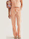 Women's High Rise Fabric Trousers with Rubber Band in Regular Fit Orange