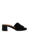 Suede Mules with Low Heel in Black Colour