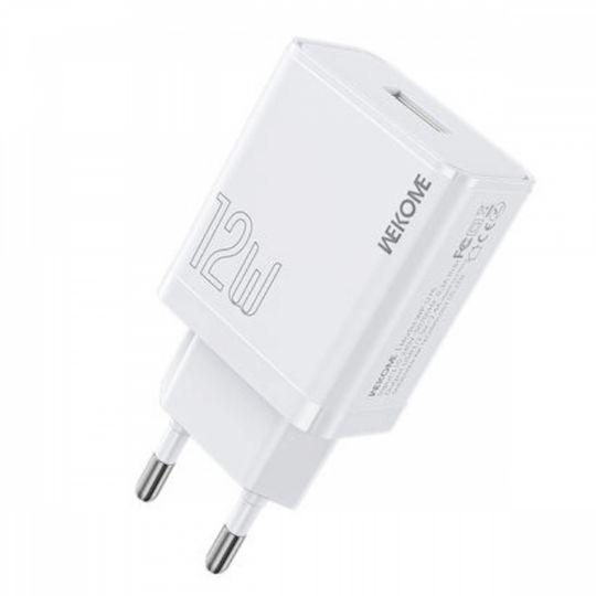 WK Φορτιστής Χωρίς Καλώδιο GaN με Θύρα USB-A 12W Quick Charge 3.0 Λευκός (WP-U76)