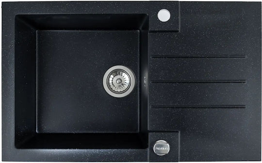 Alveus 1187363 Unterbau Küchenspüle aus Flüssigem Granit M78xB48cm Schwarz