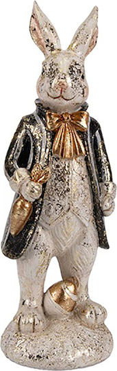 Easter Rabbit Egg Polyresin White Green Gold 9x7.5x24.7cm
